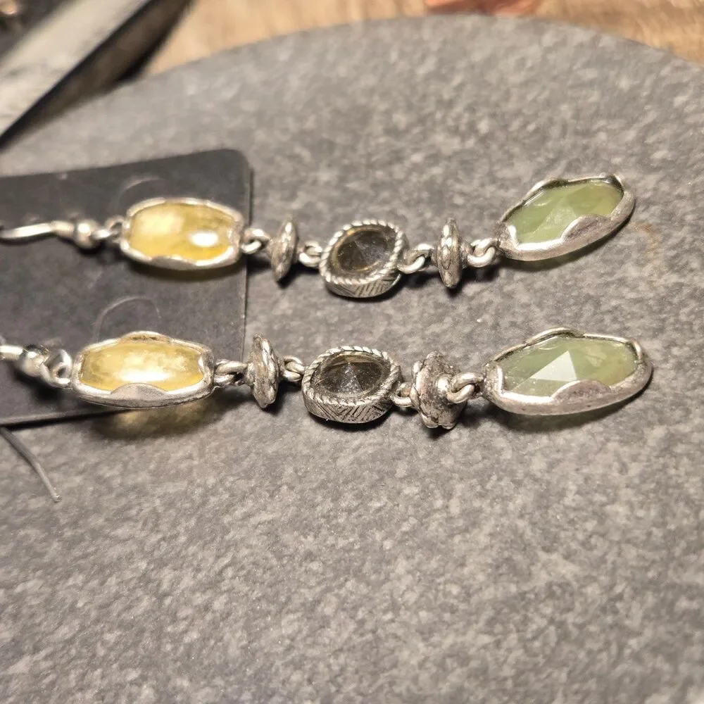 Dangly multistone green Sterling Silver Earrings